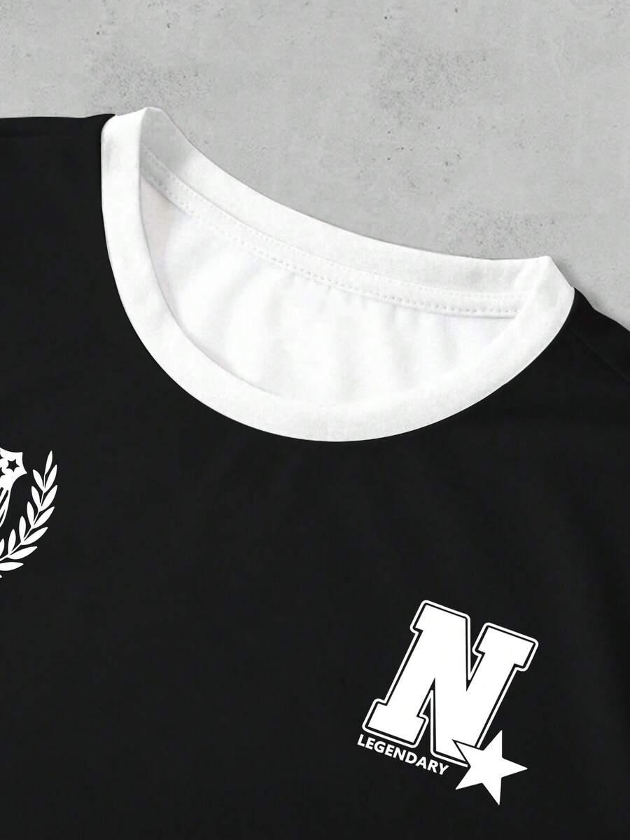 czarny t-shirt okrągły dekolt