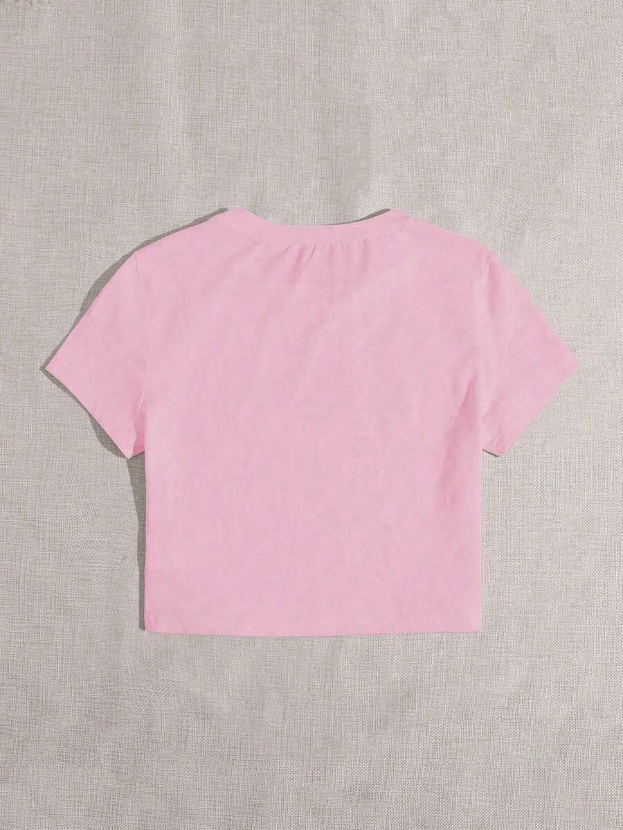 różowy t-shirt nadruk 
