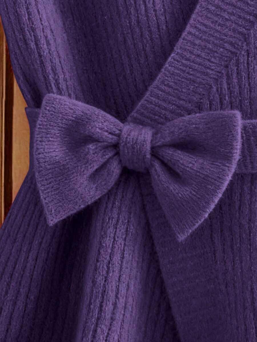 fioletowy sweter wiązanie