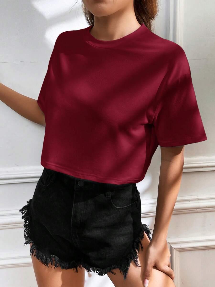 BORDOWY Krótki T-SHIRT 