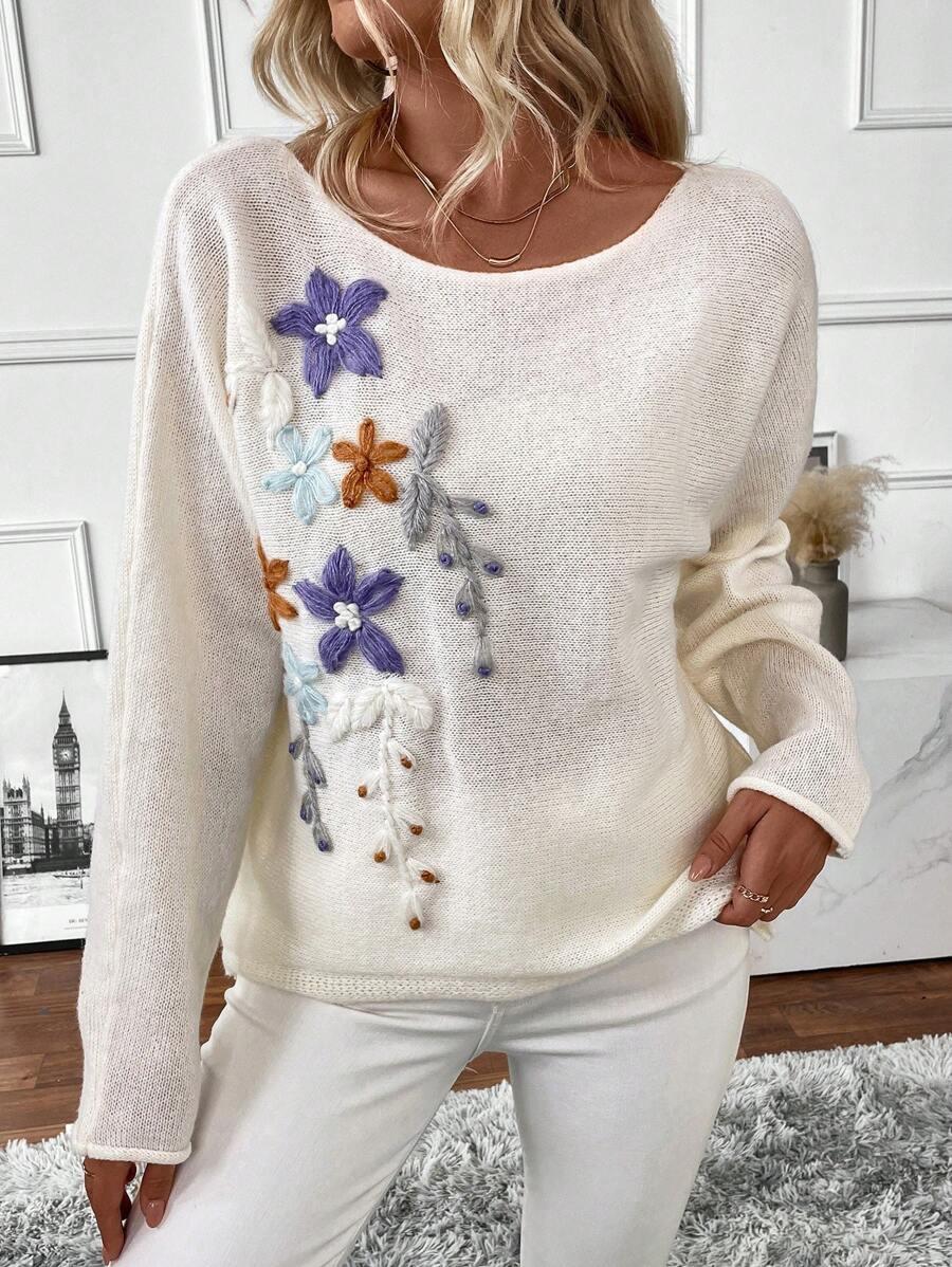beżowy sweter casual