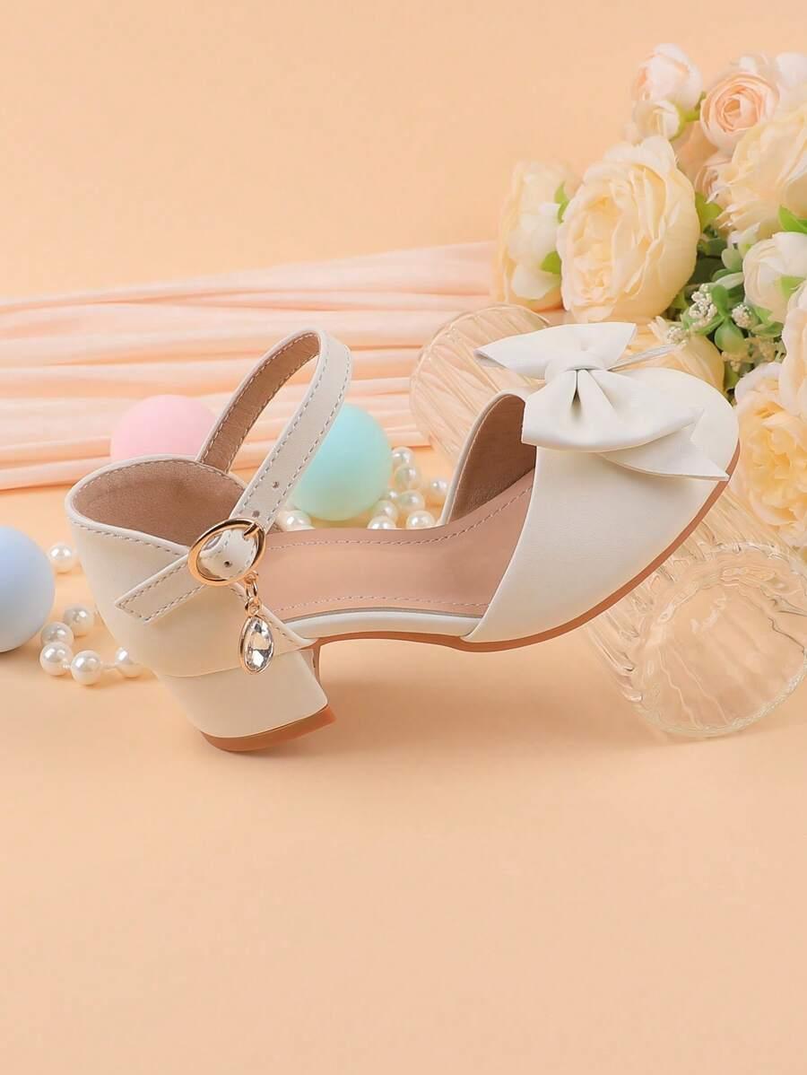 BUTY DZIEWCZĘCE NA OBCASIE Z KOKARDĄ