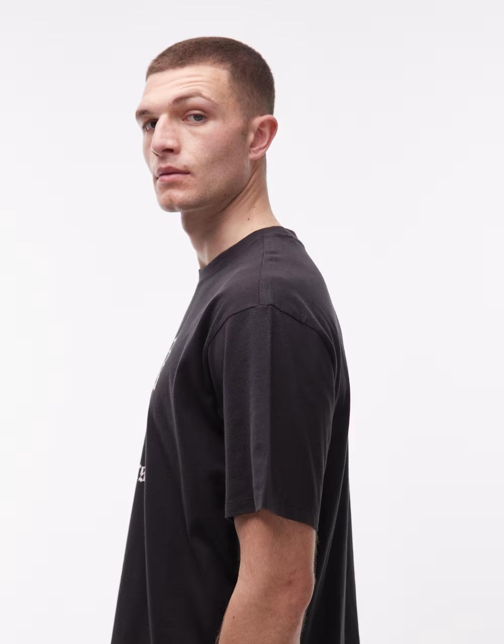 CZARNY T-SHIRT nadruk
