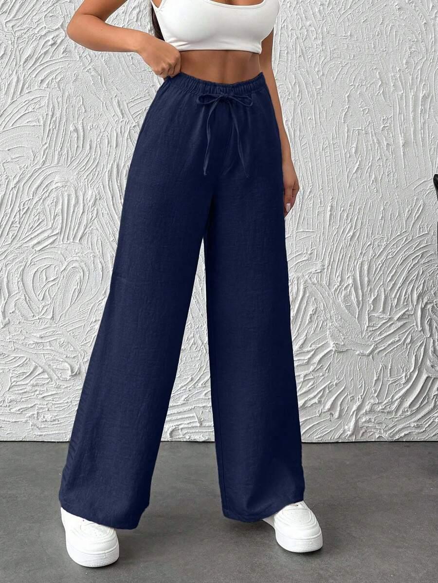 granatowe spodnie casual 