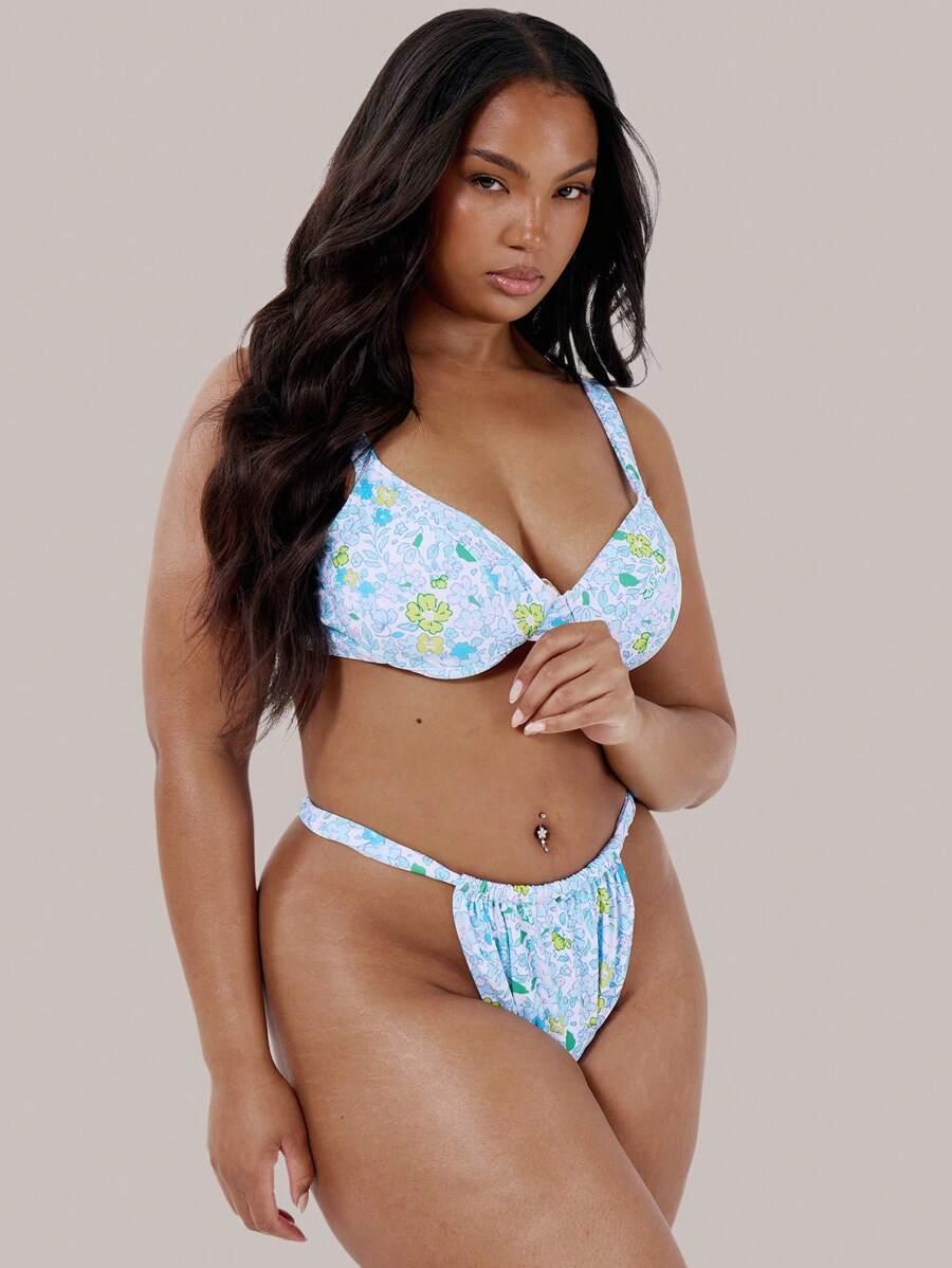 GÓRA OD BIKINI W ROŚLINNY WZÓR 