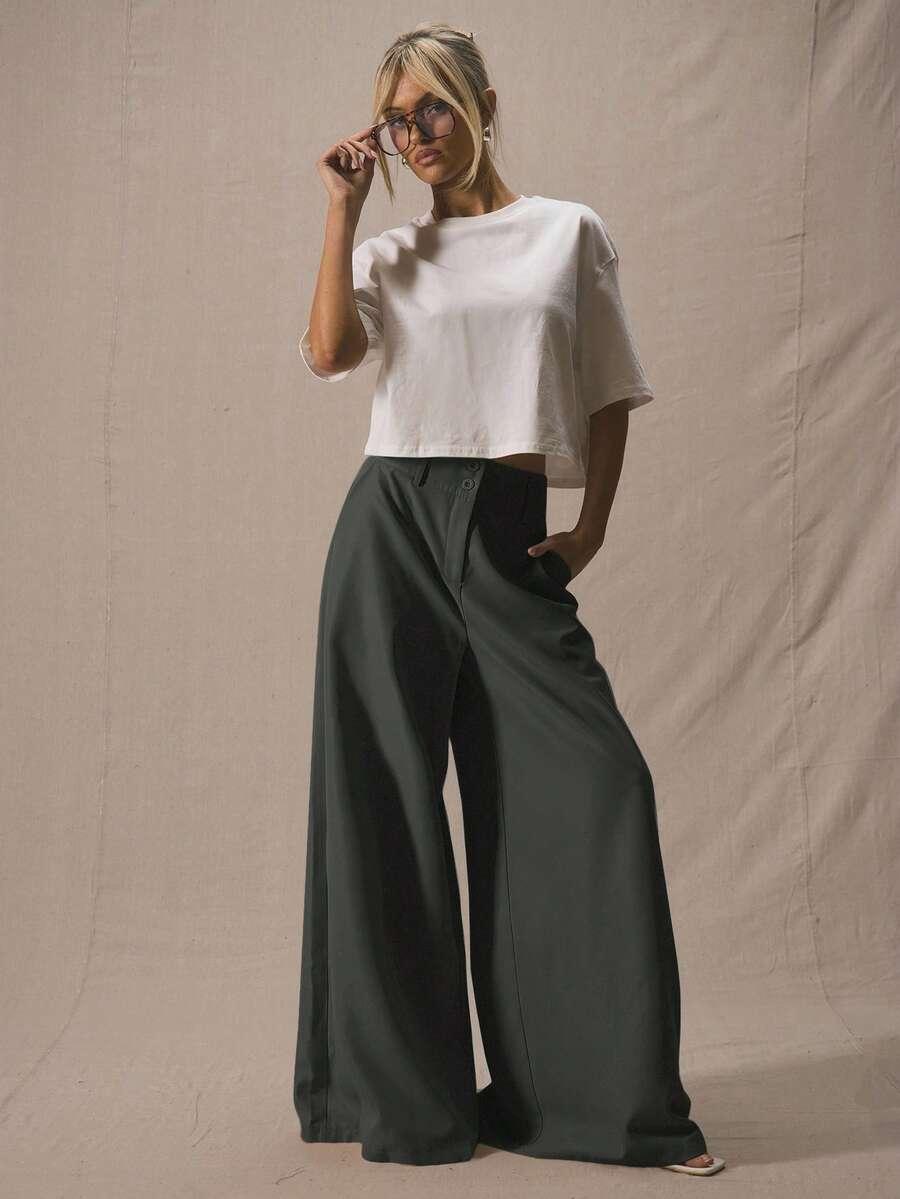 szare spodnie wide leg