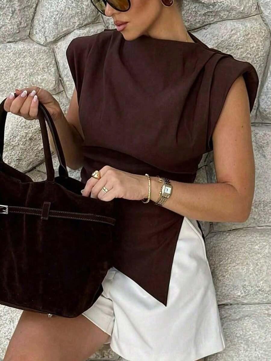 ELEGANCKA BLUZKA Z KRÓTKIM RĘKAWEM