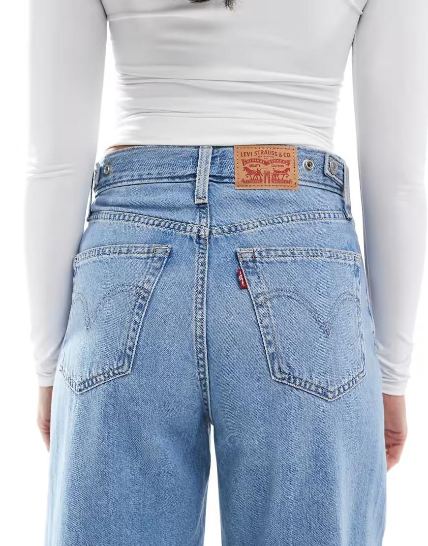 NIEBIESKIE SPODNIE JEANS SZEROKIE NOGAWKI