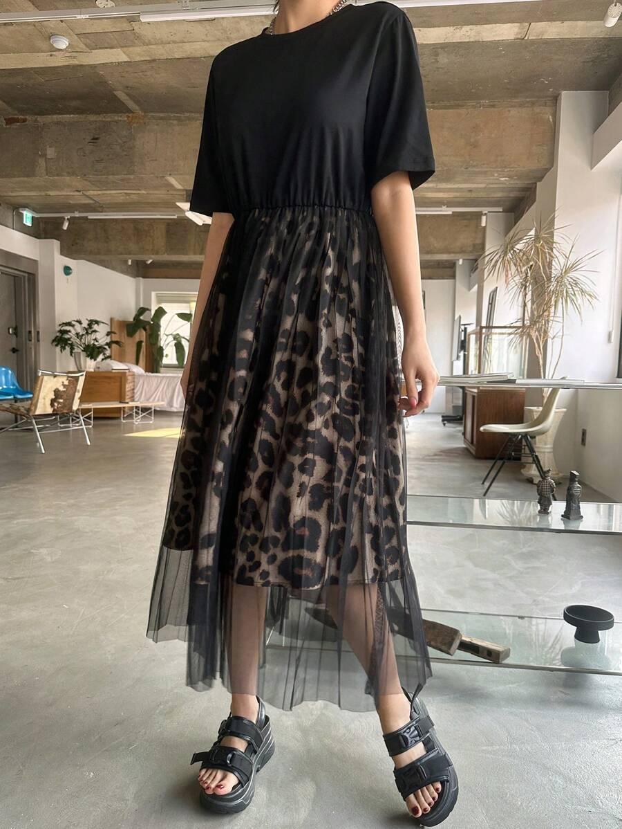 CZARNA SUKIENKA ANIMAL PRINT