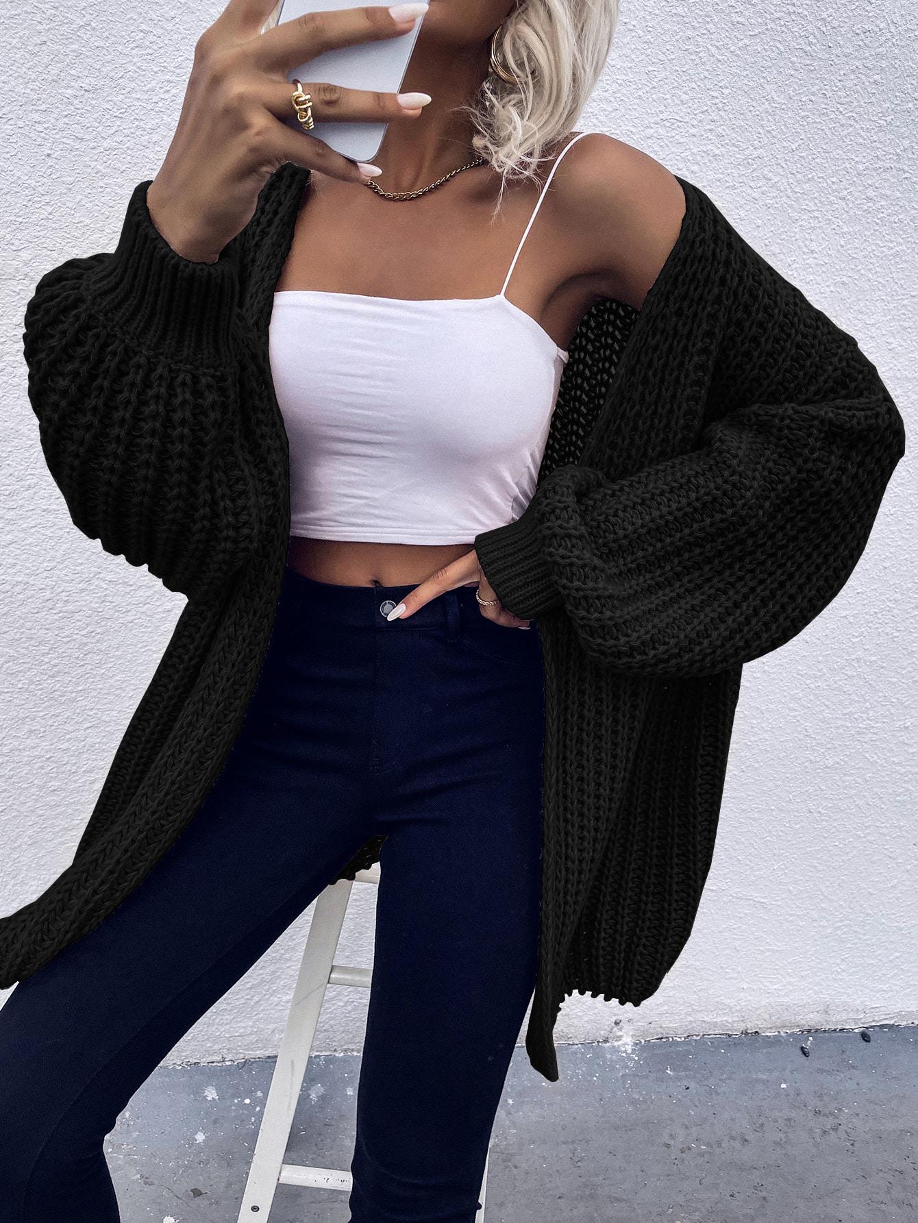 CZARNY SWETER KARDIGAN