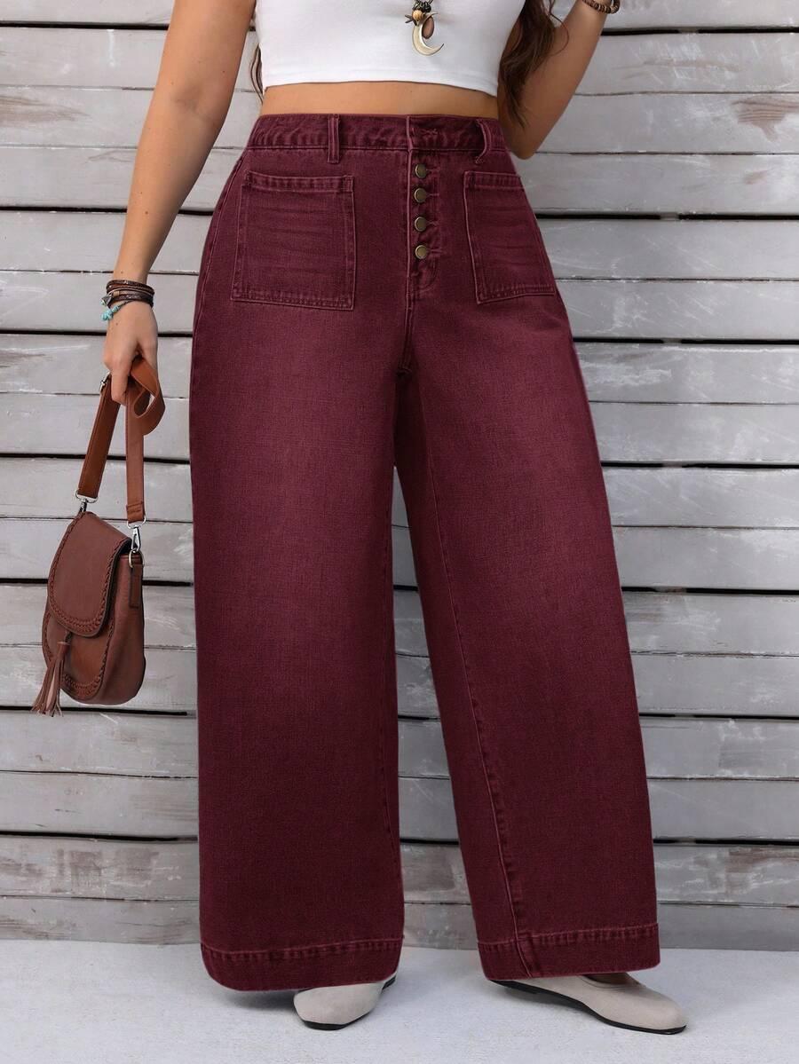 czerwone jeansy casual