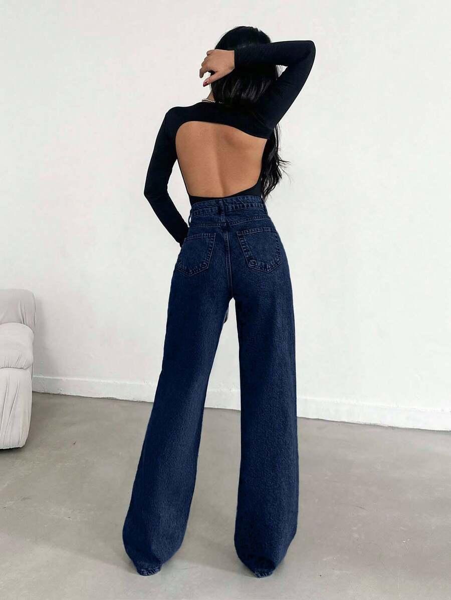 GRANATOWE SPODNIE JEANS
