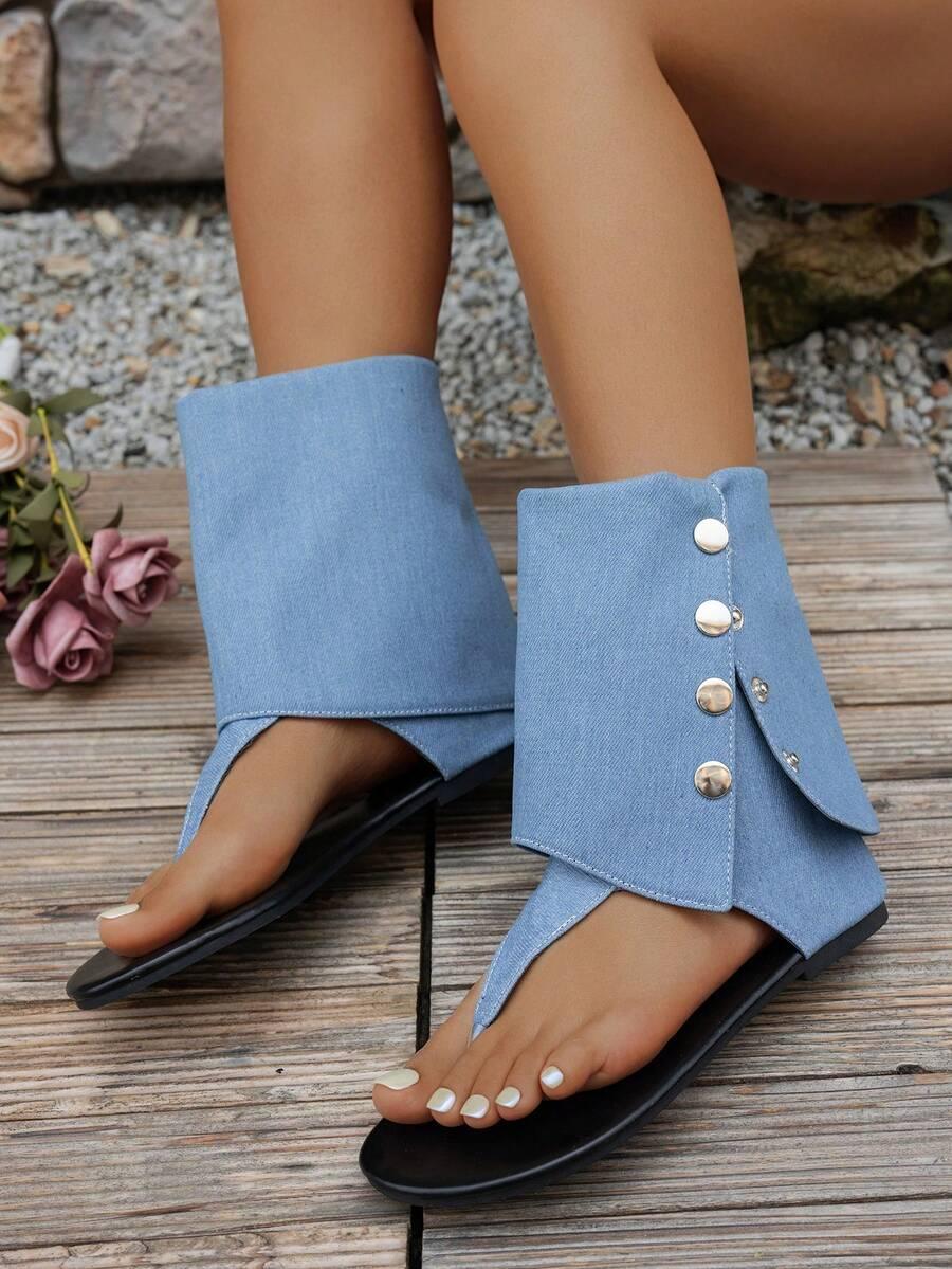 sandały japonki jeans zdobienie