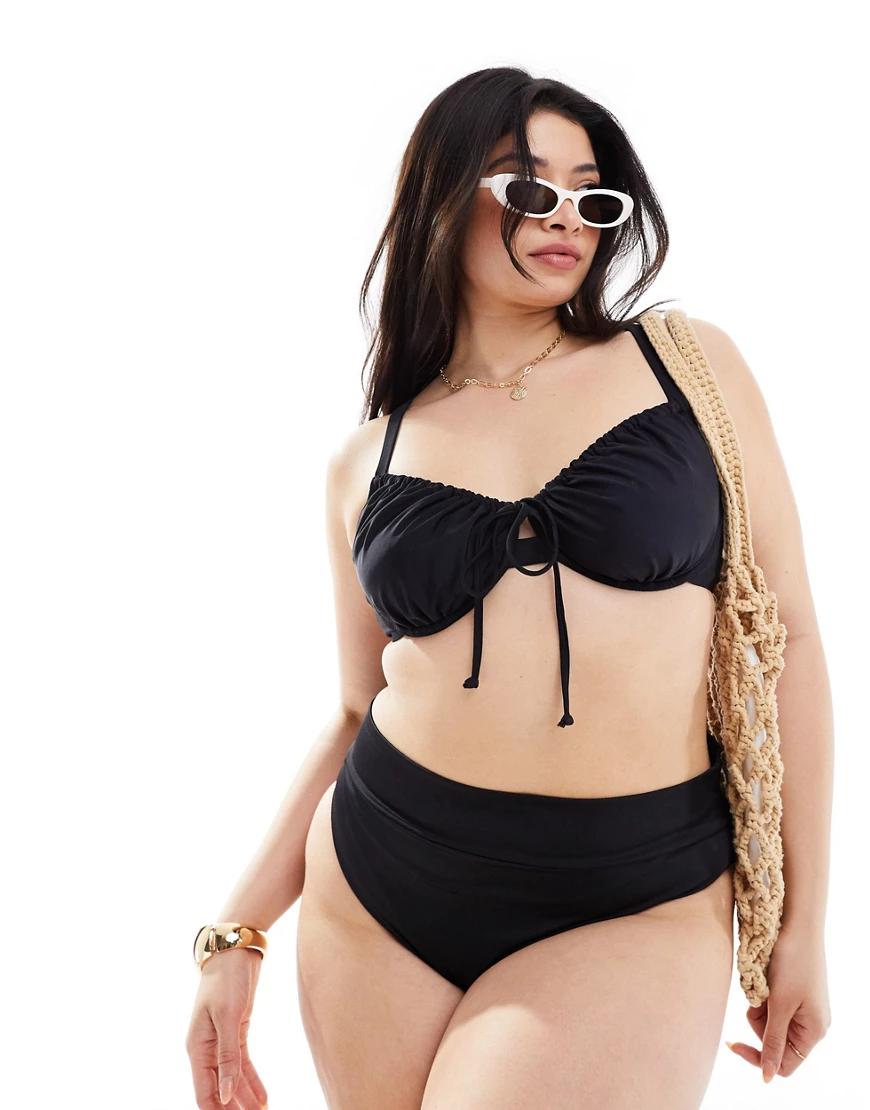CZARNA MIĘKKA GÓRA OD BIKINI FISZBINY RAMIĄCZKA WIĄZANIE