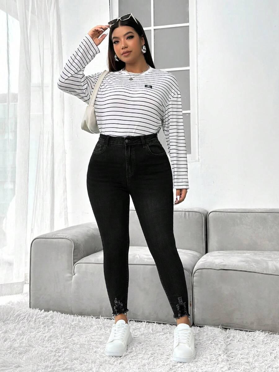 CZARNE SPODNIE JEANS WYSOKI STAN