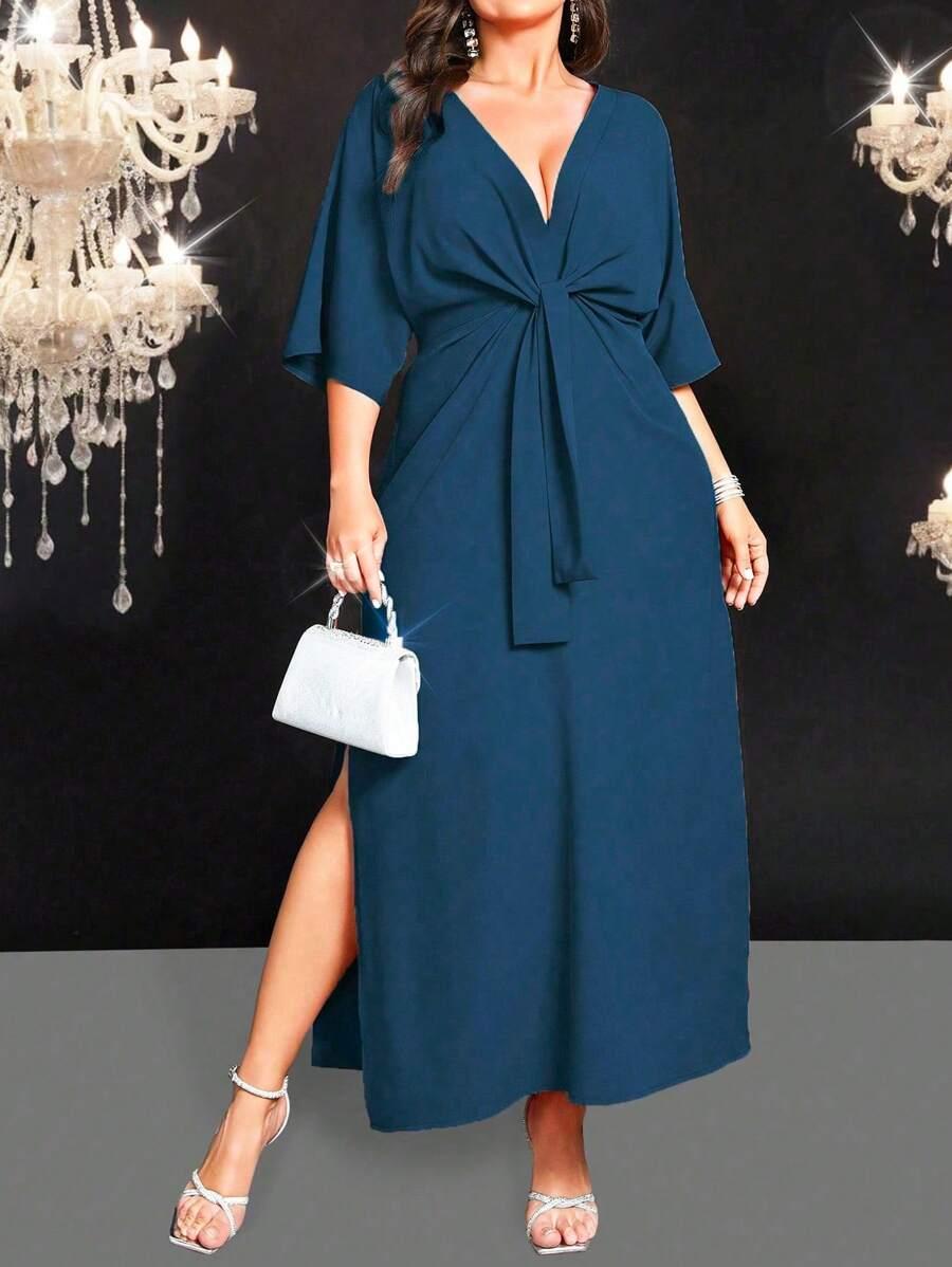 niebieska sukienka maxi