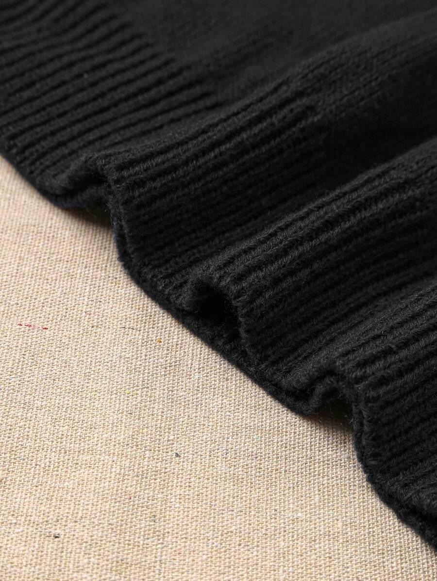 CZARNY KOMPLET SWETER GOLF SPODNIE DZIANINA