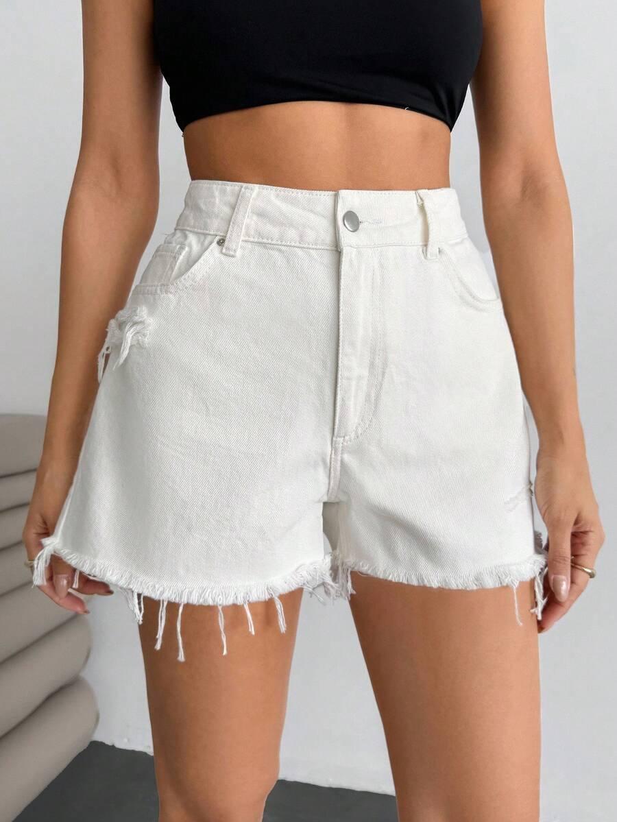 BIAŁE SPODENKI JEANS