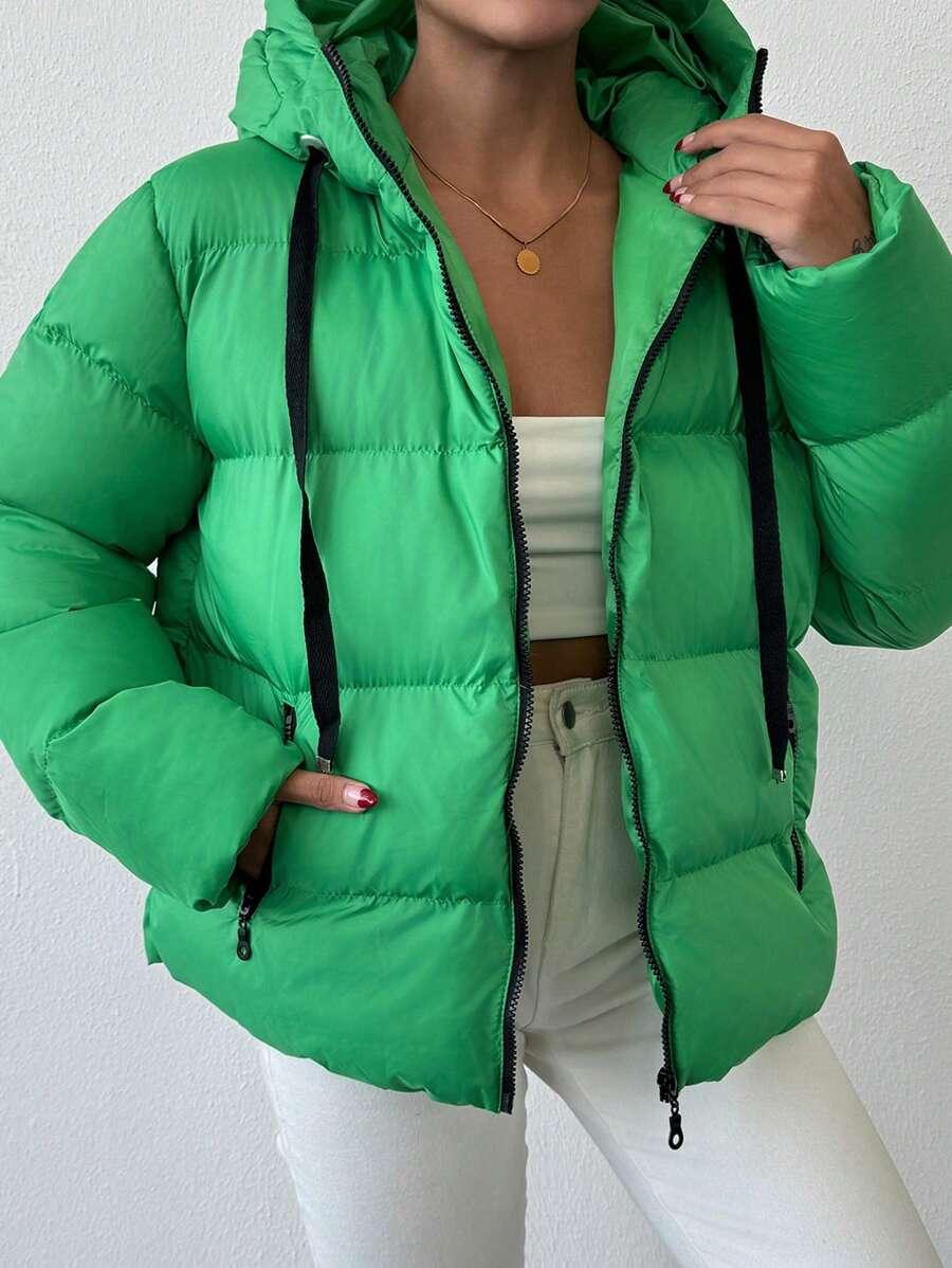ZIELONA PIKOWANA KURTKA KAPTUR