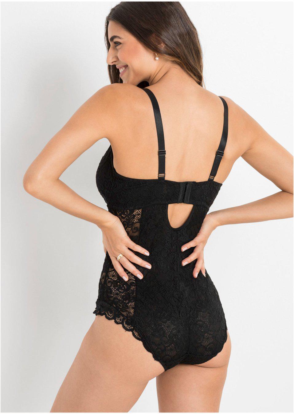 CZARNE KORONKOWE BODY