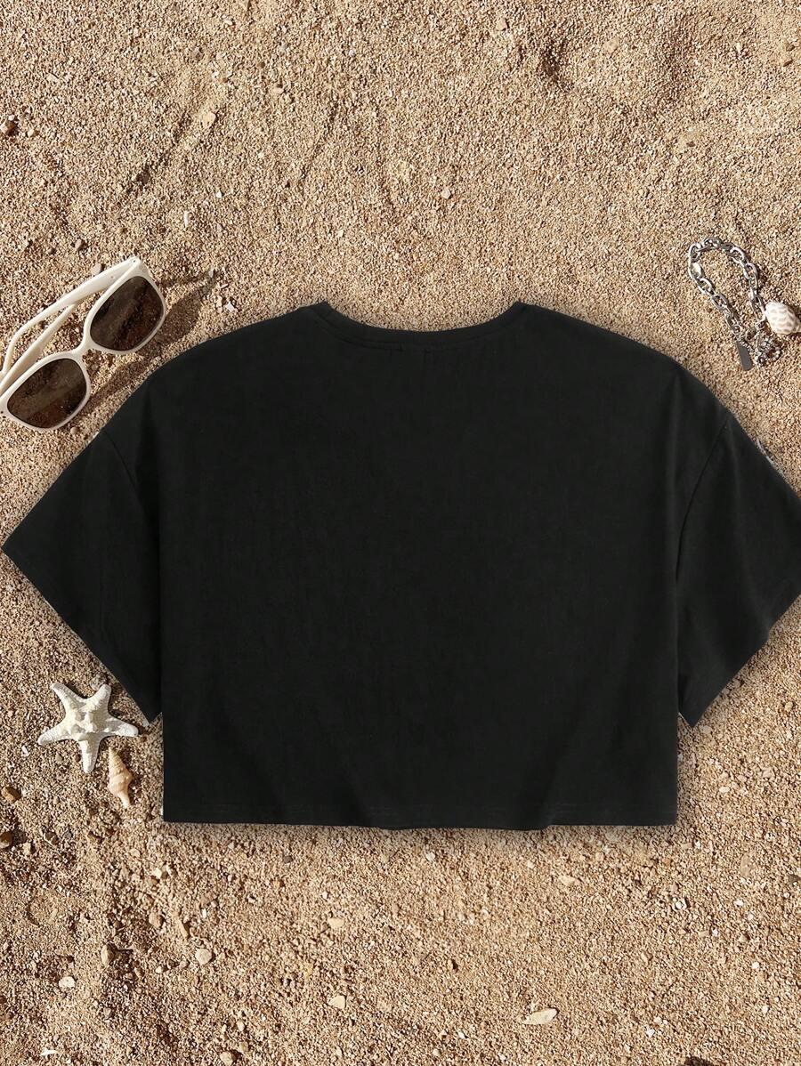 czarny t-shirt print
