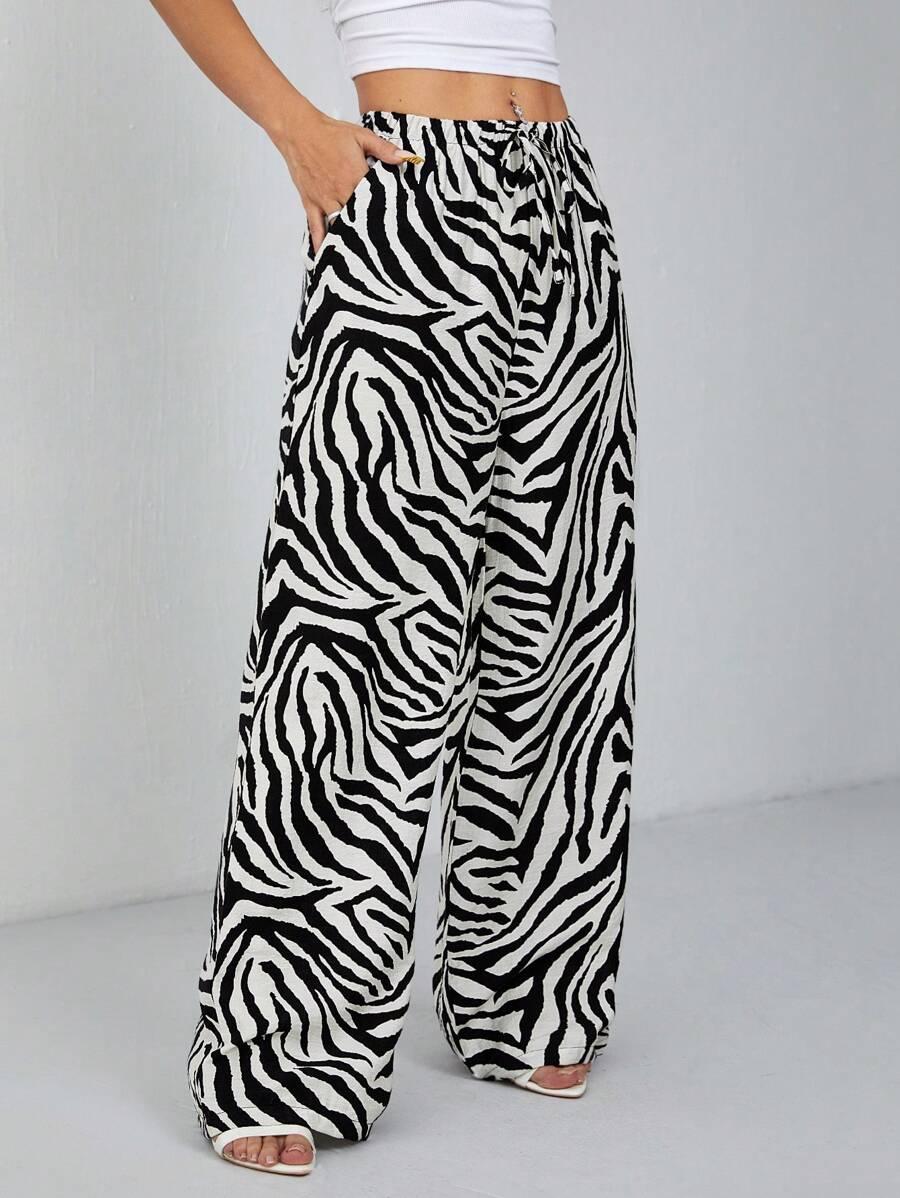 WIĄZANE SPODNIE ANIMAL PRINT