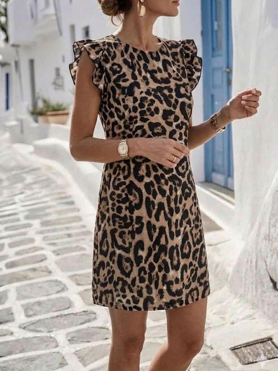 sukienka krótki rękaw animal print