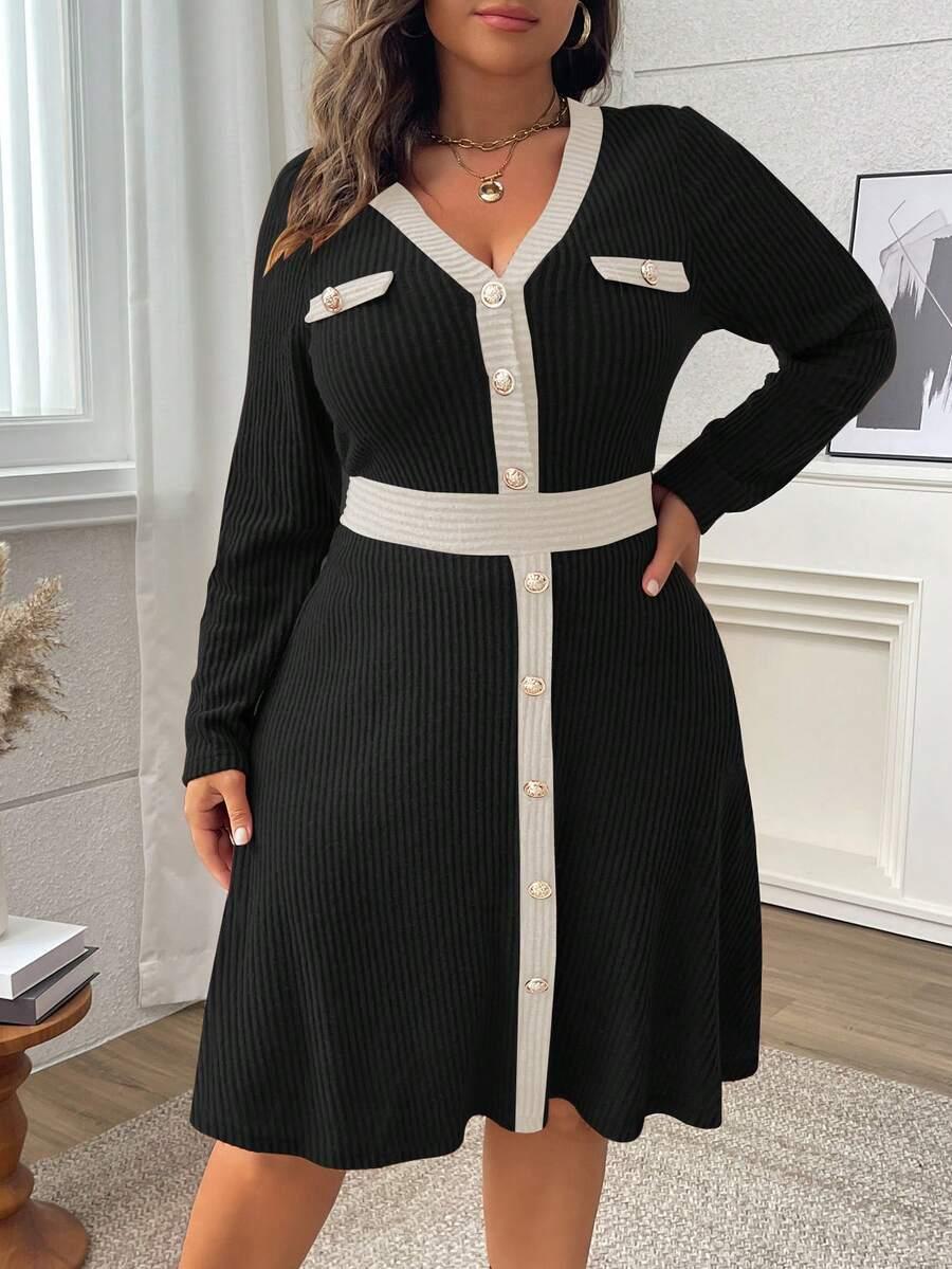 czarna sukienka v-neck