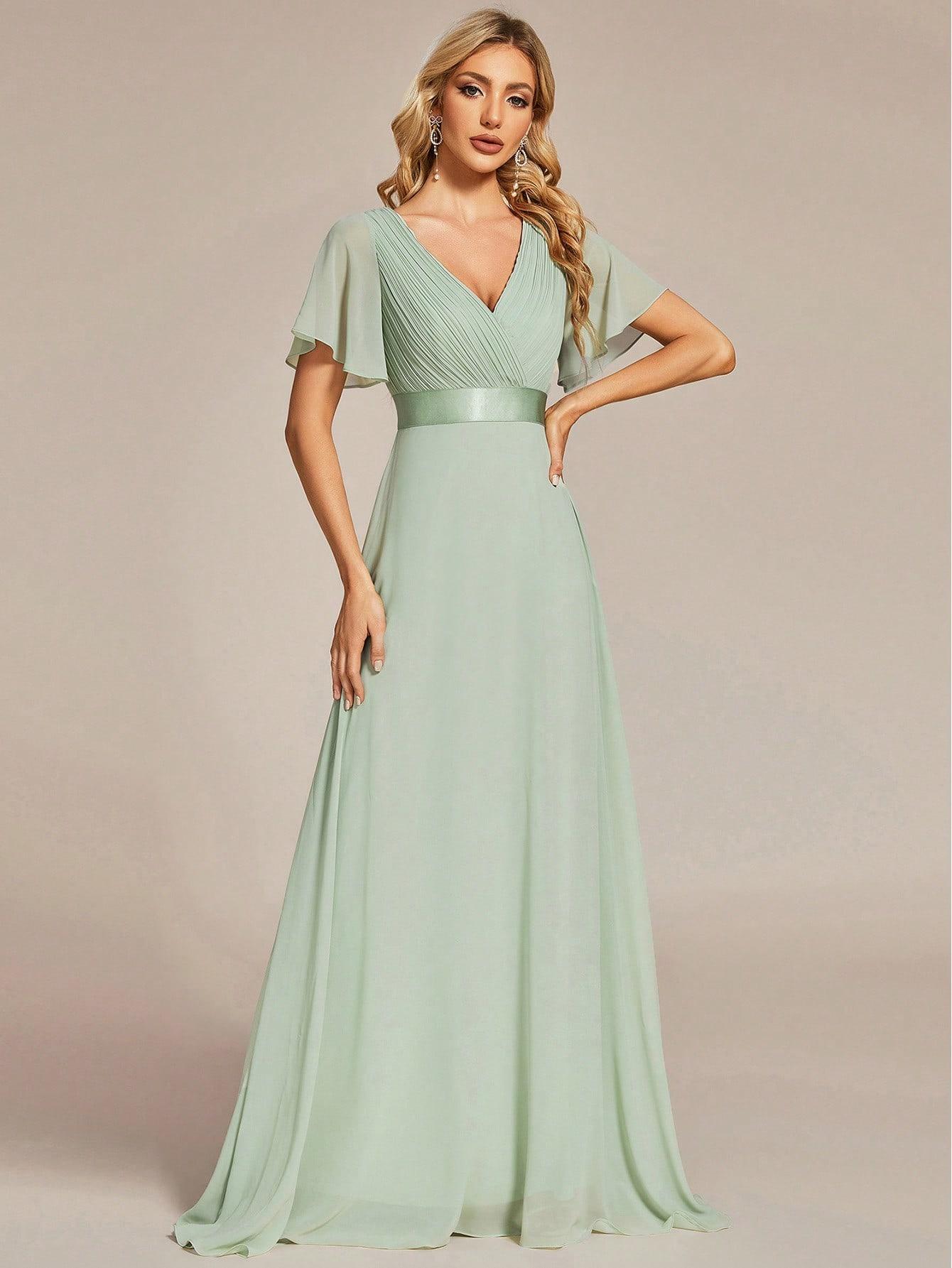 ZIELONA MAXI SUKIENKA V-NECK