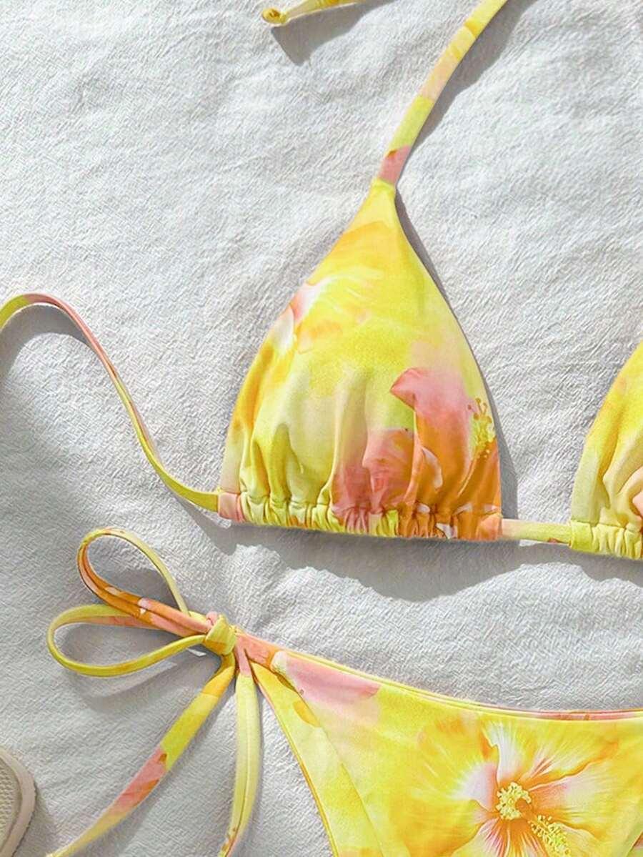 bikini komplet wzór kwiaty