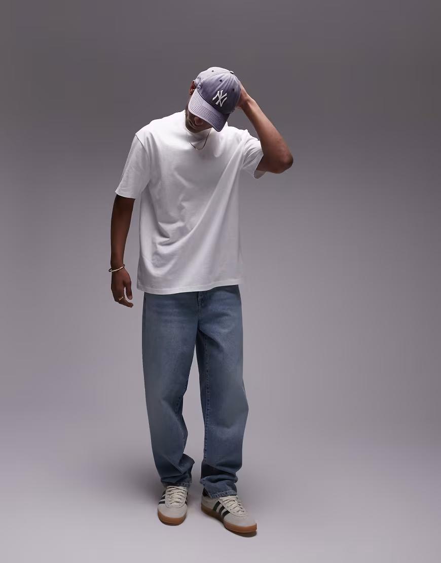 BIAŁY KLASYCZNY T-SHIRT OVERSIZE