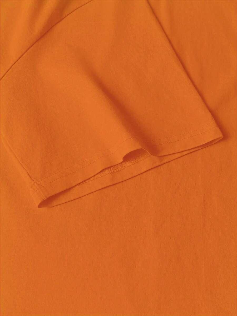 pomarańczowy T-shirt nadruk