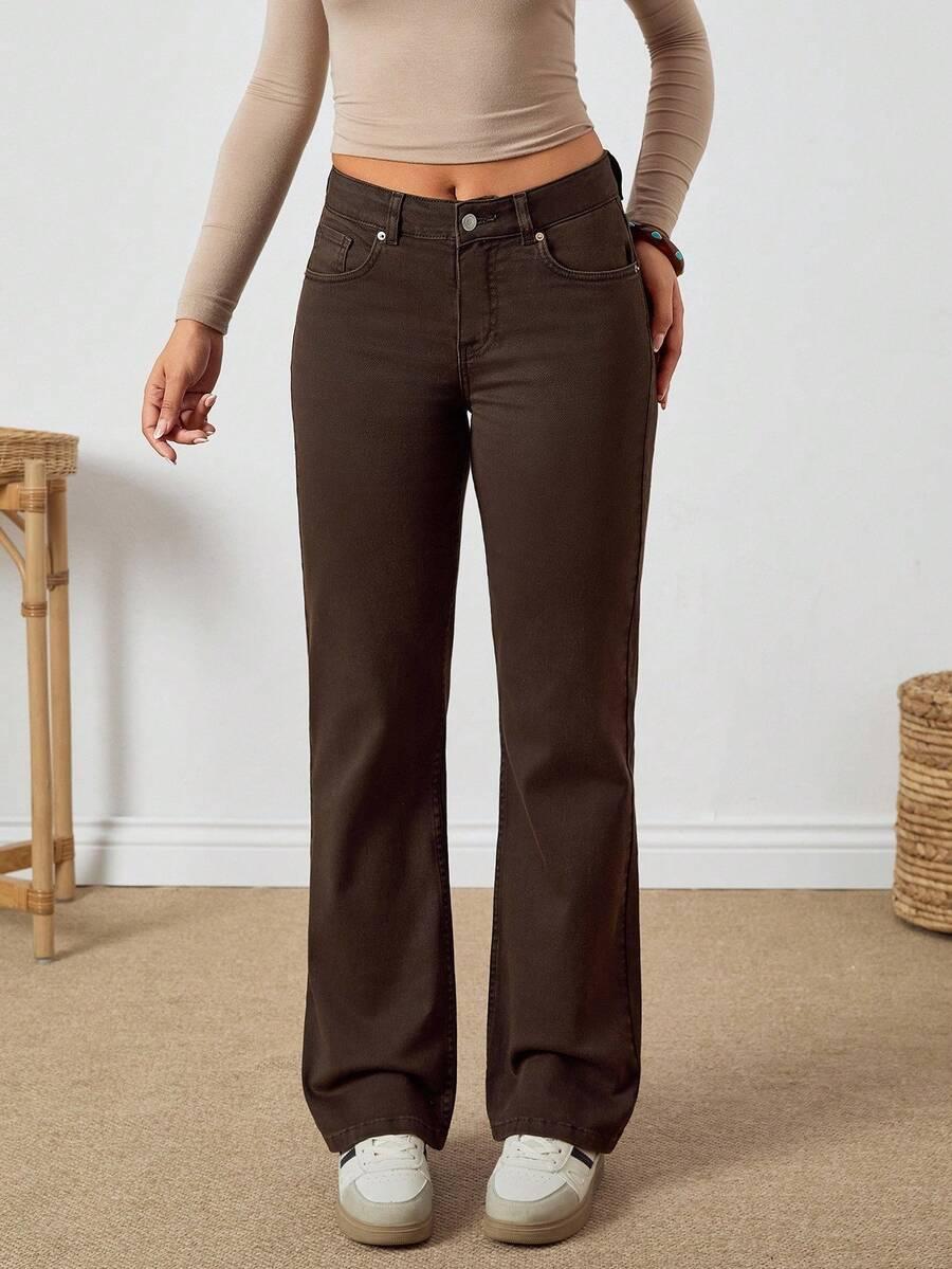 BRĄZOWE SPODNIE JEANS