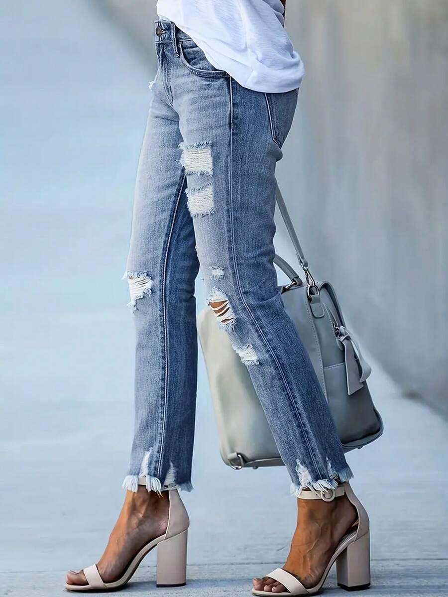 spodnie jeans przetarcia