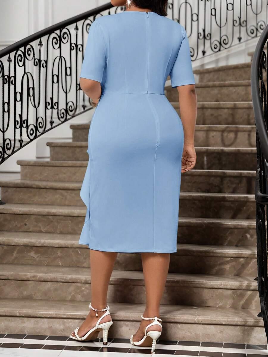 NIEBIESKA MIDI SUKIENKA