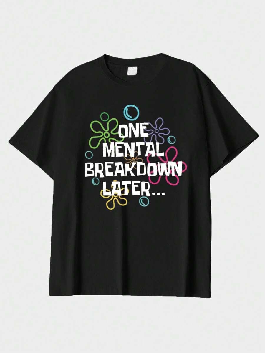 CZARNY T-SHIRT okrągły dekolt