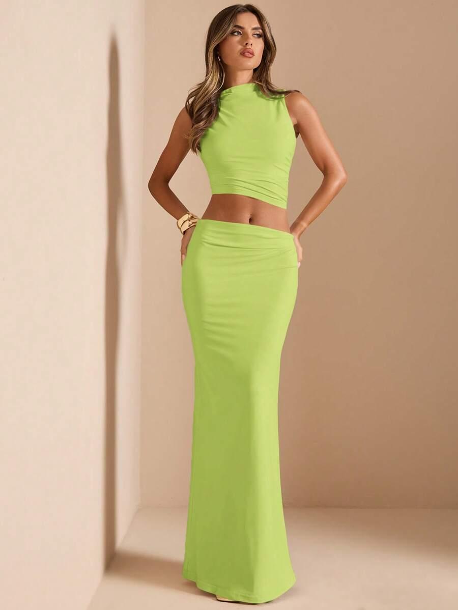 KOMPLET TOP Z SPÓDNICA MAXI