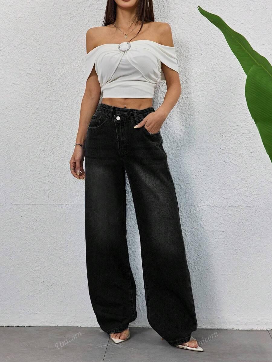 CZARNE SPODNIE JEANS