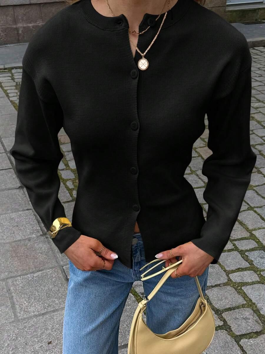 CZARNY SWETER KARDIGAN