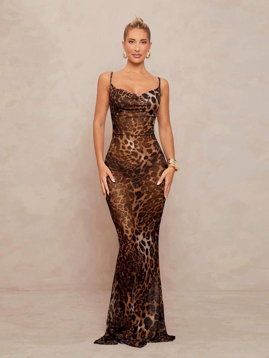 maxi sukienka animal print siateczka