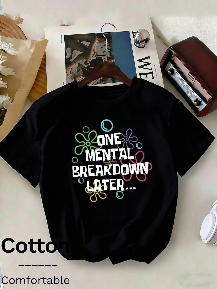 CZARNY T-SHIRT okrągły dekolt