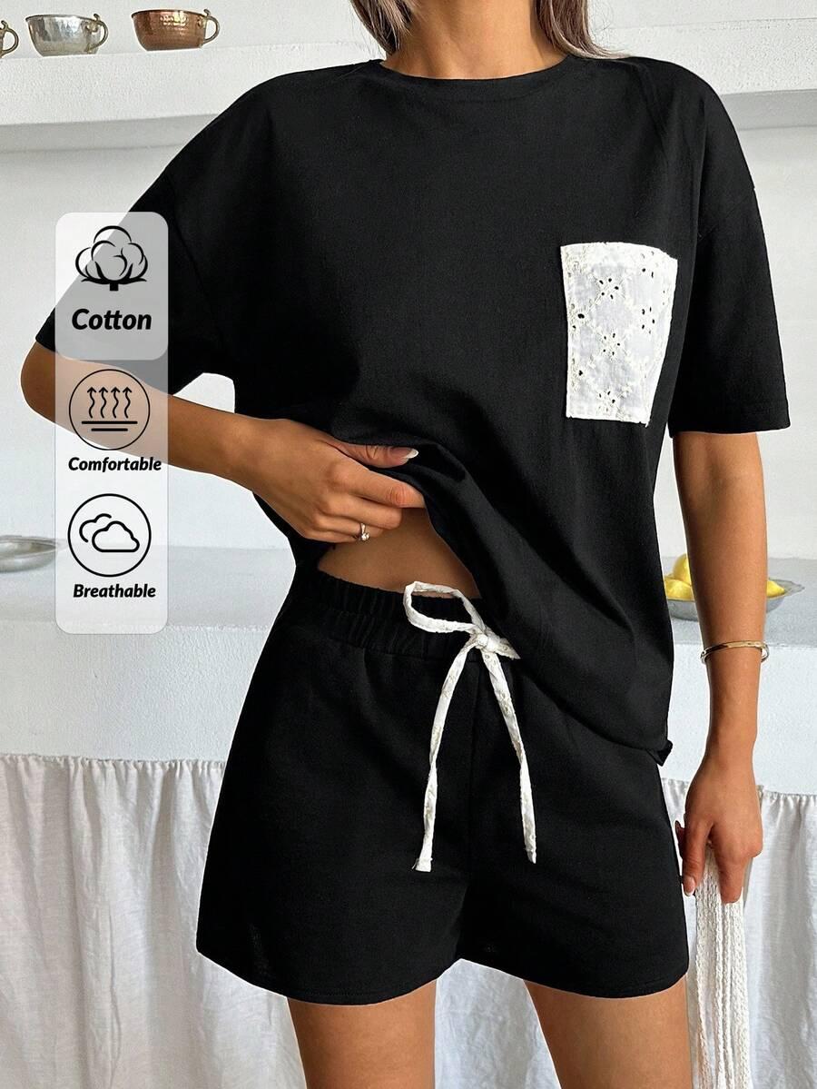 czarny t-shirt kieszeń