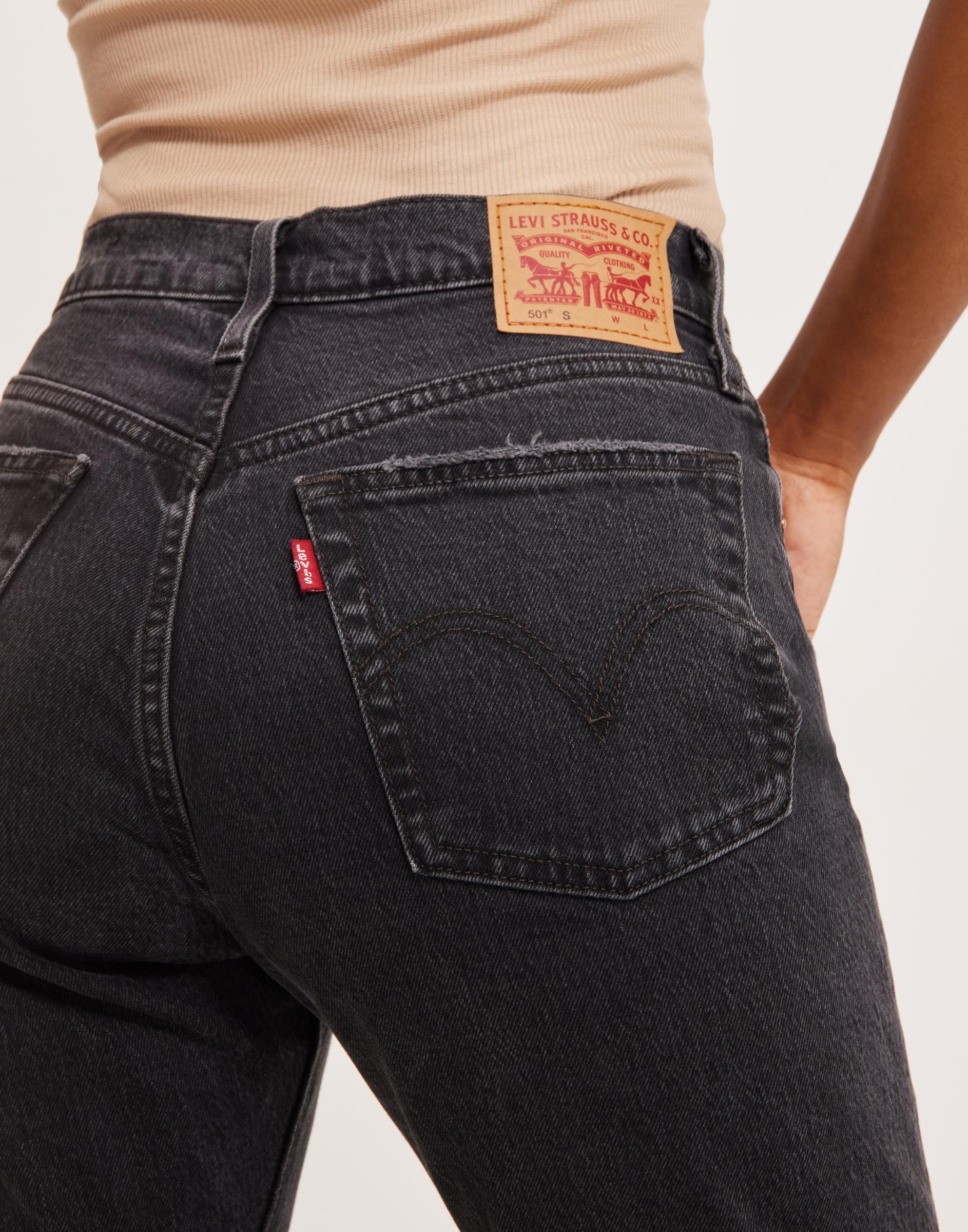 CZARNE SPODNIE JEANS 501 ZWĘŻANE NOGAWKI GUZIKI