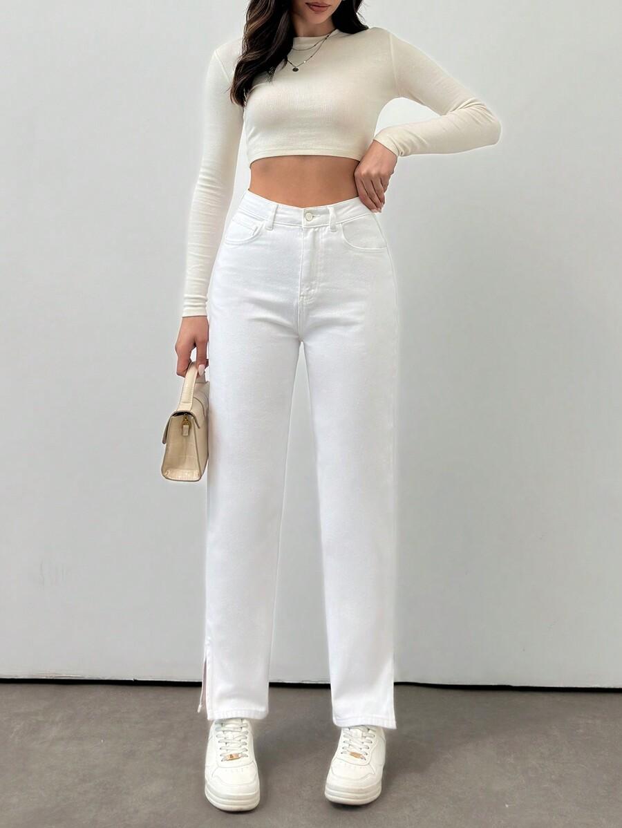BIAŁE SPODNIE JEANS 
