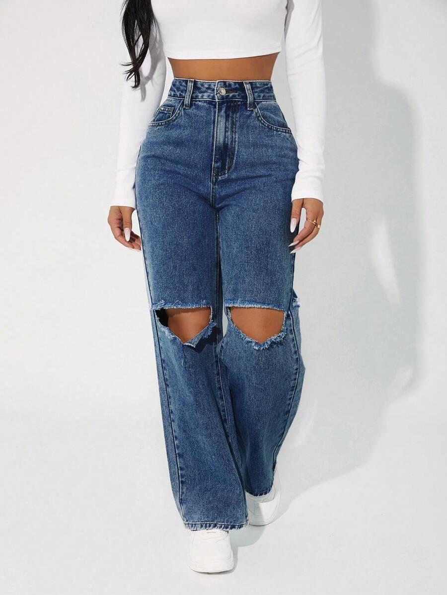 niebieskie spodnie jeans 