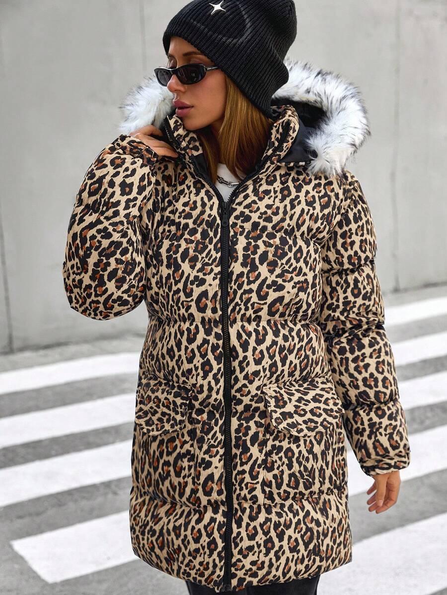 pikowana kurtka animal print