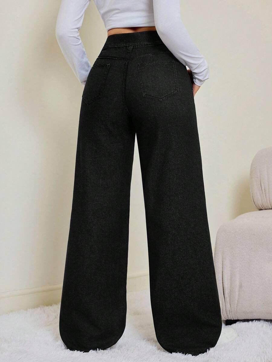 czarne spodnie jeans wysoki stan