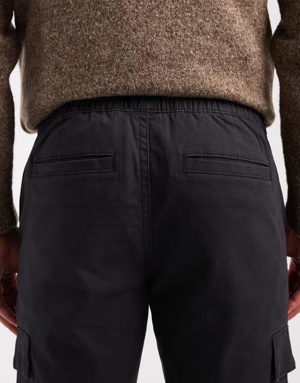 BEŻOWE SPODNIE Z GUMKĄ W PASIE SLIM KIESZENIE CASUAL