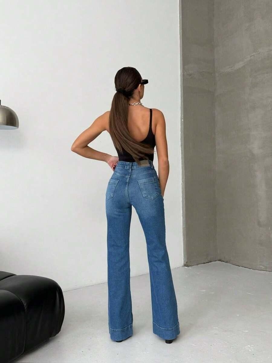 NIEBIESKIE SPODNIE JEANS kieszonki