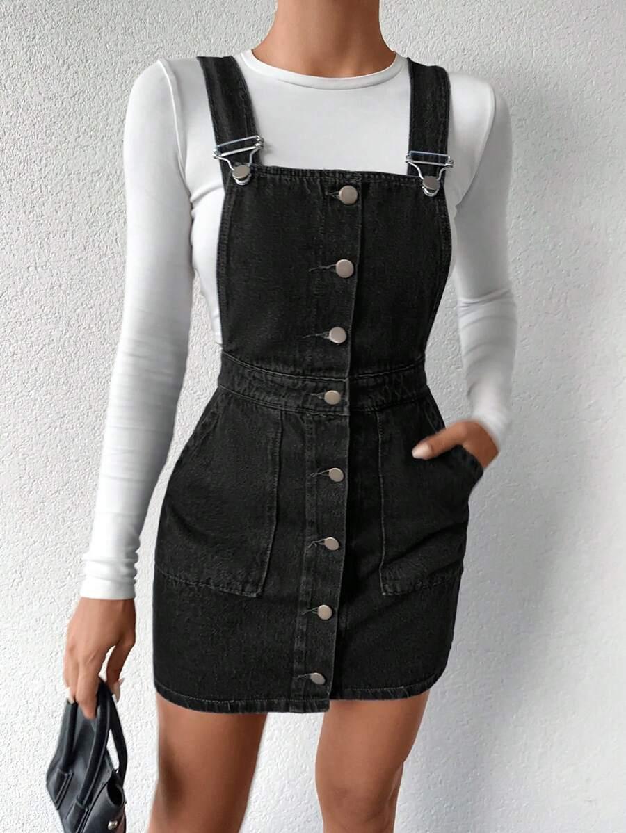 CZARNA SUKIENKA OGRODNICZKA JEANS